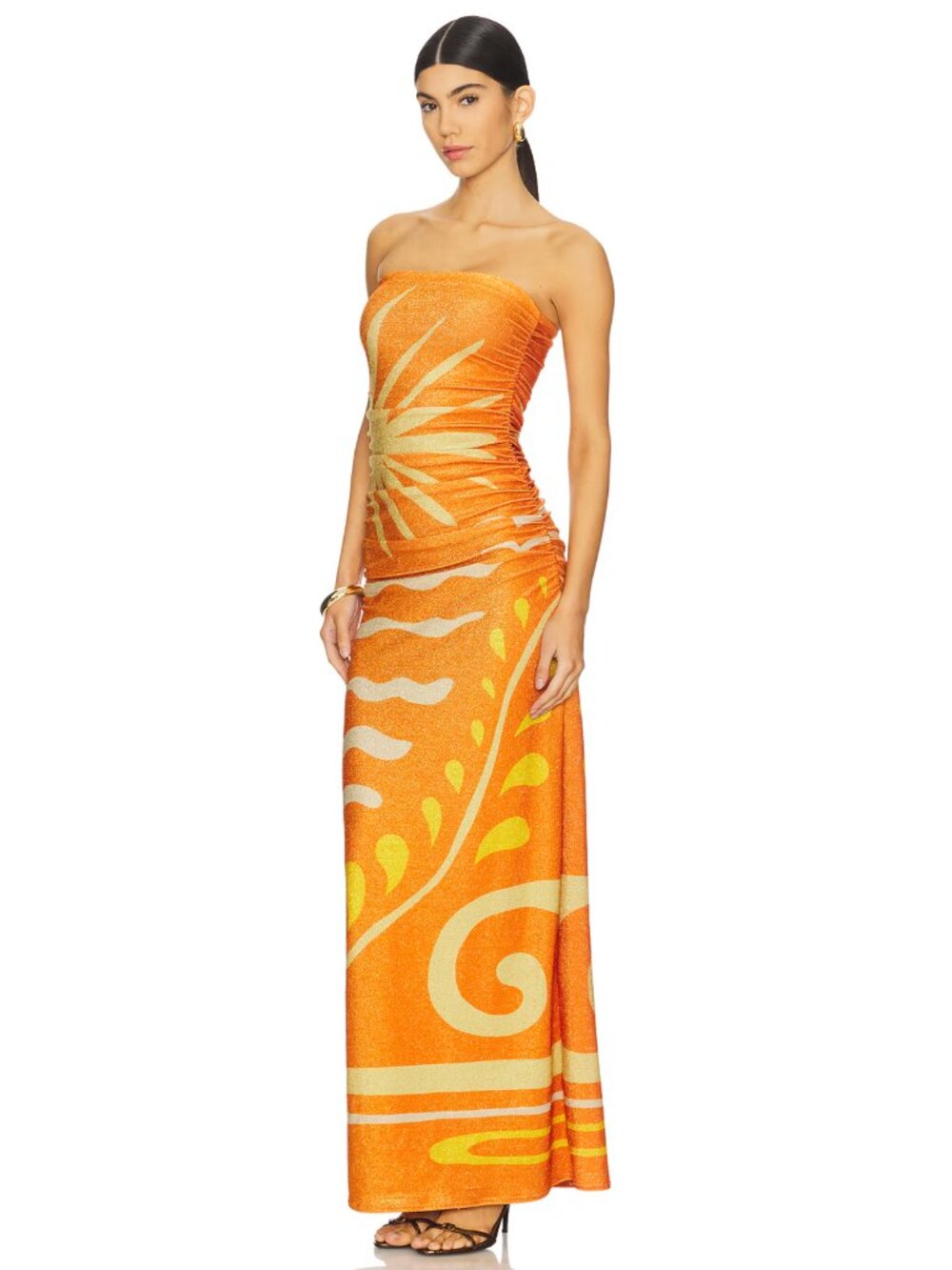 NEW Cala de la Cruz Daphne Maxi Dress Malibun Aranja Orange Strapless Sundress - Picture 3 of 9